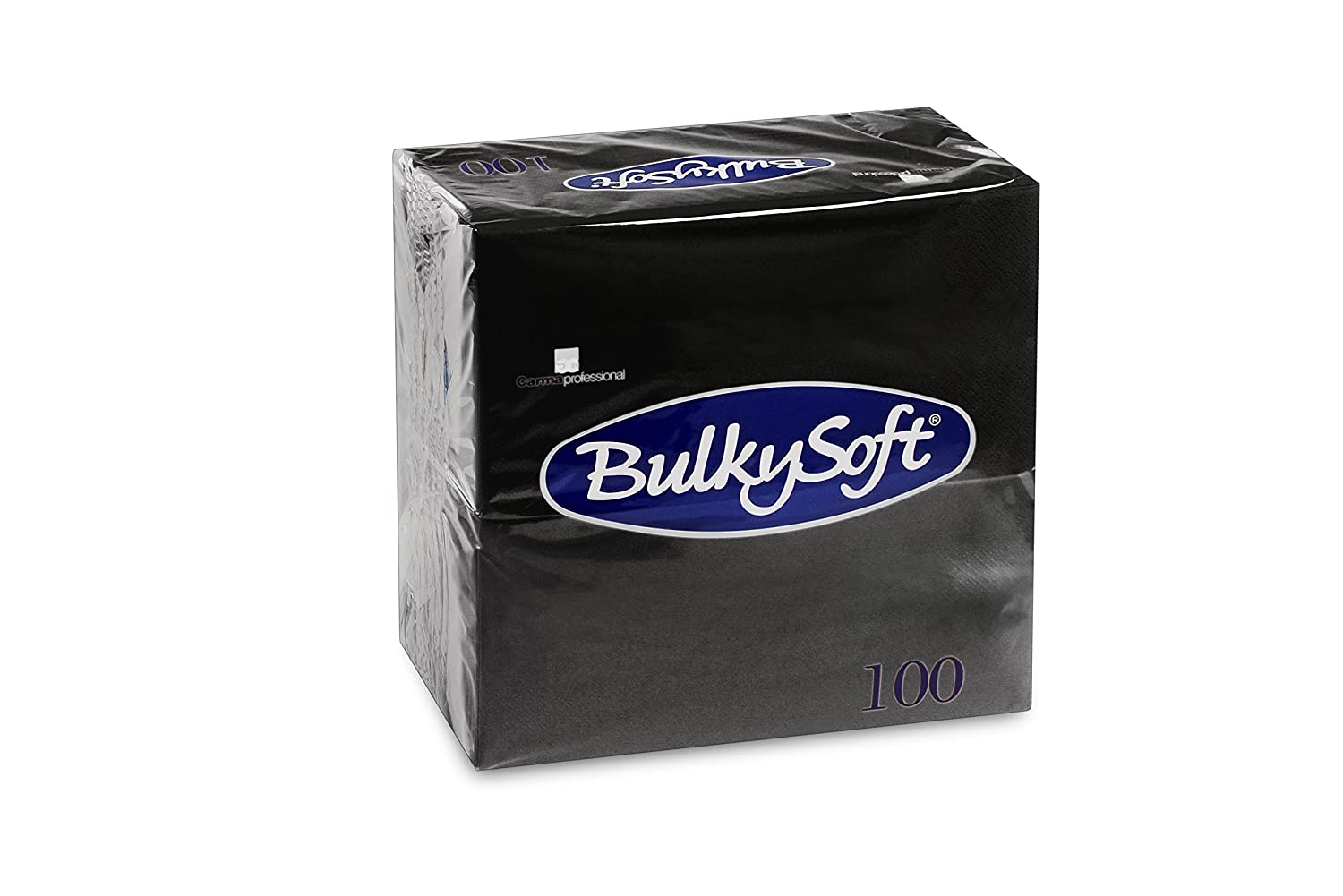 Servietten Dinner Bulkysoft, 3-lagig, schwarz, 40x40cm, 1/8 Falz - Karton à 10 Pack / Pack à 100 Servietten