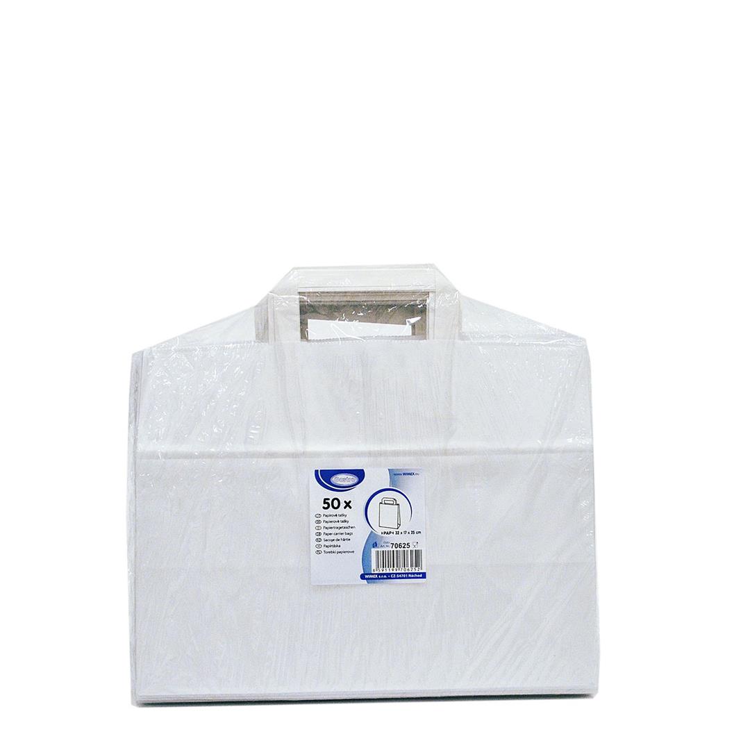 50 Papiertragetaschen 32+17 x 25 cm weiß