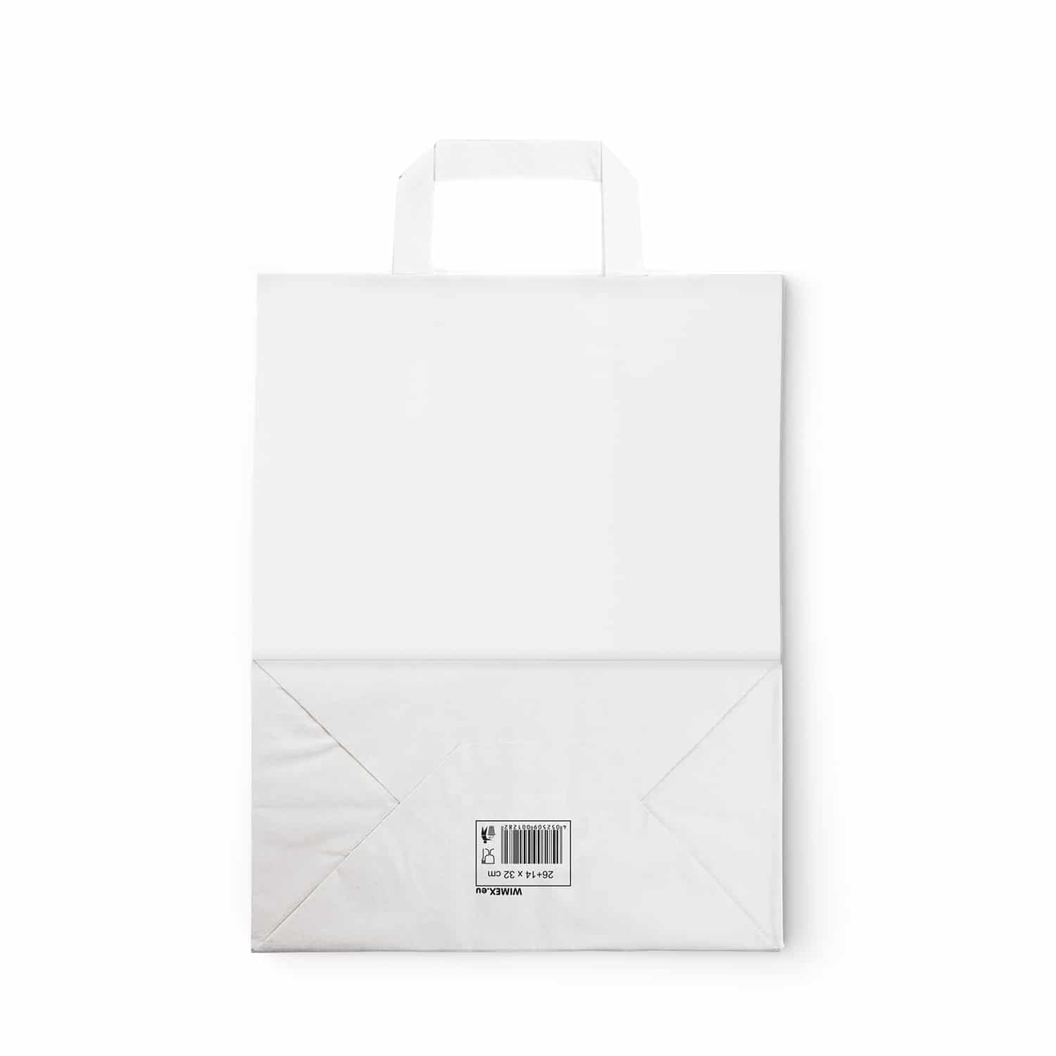 Papiertragetasche weiß 26+14 x 32 cm - 50 Stück