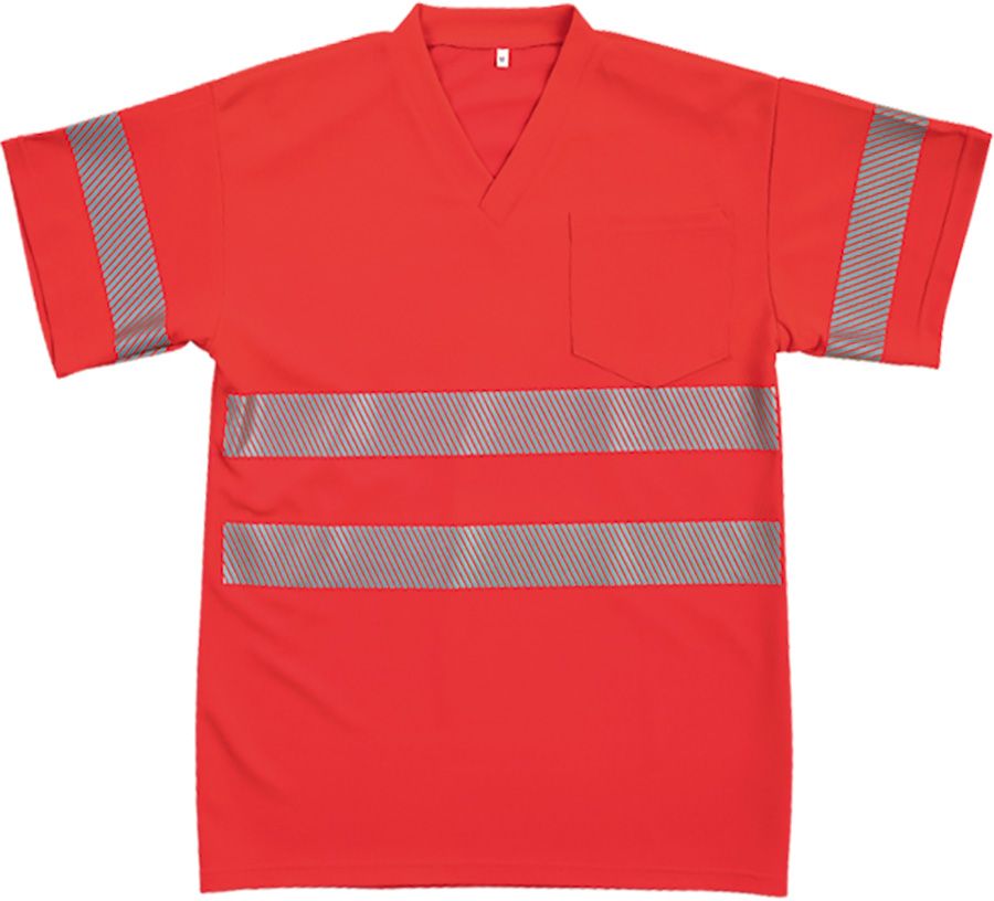 Warnschutz-Poloshirt BIOACTIVE REFLEX, leuchtrot - Grösse M