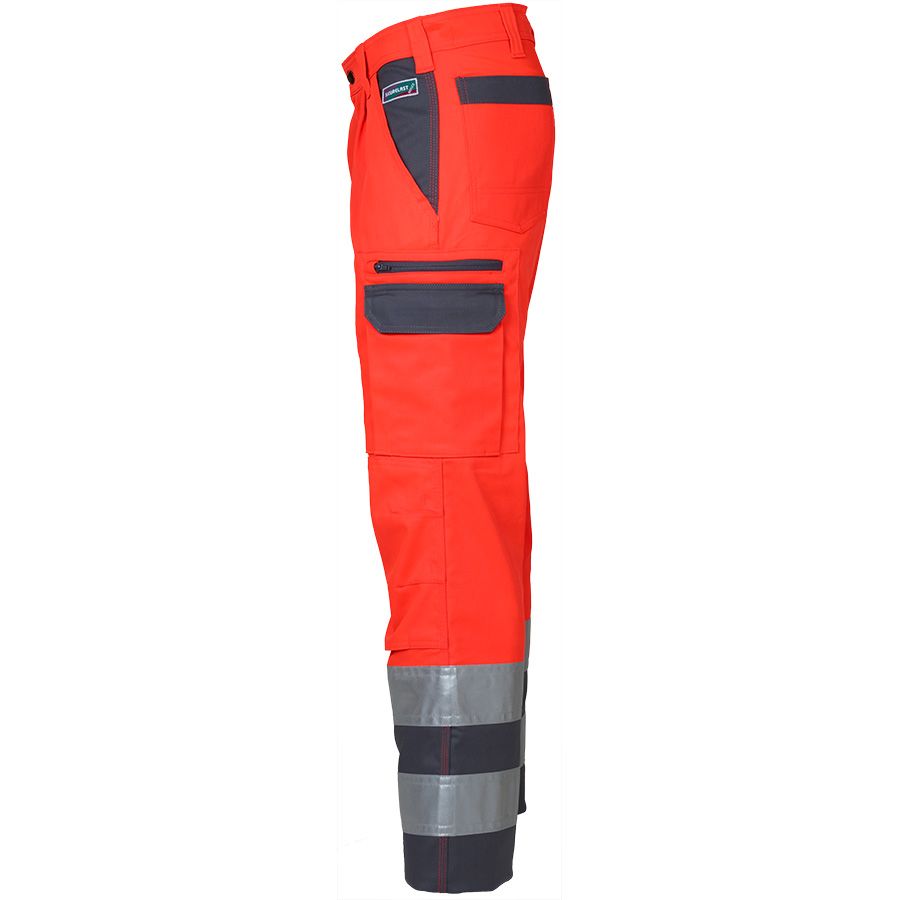 Warnschutz-Bundhose SICURELAST REFLEX, leuchtrot/grau