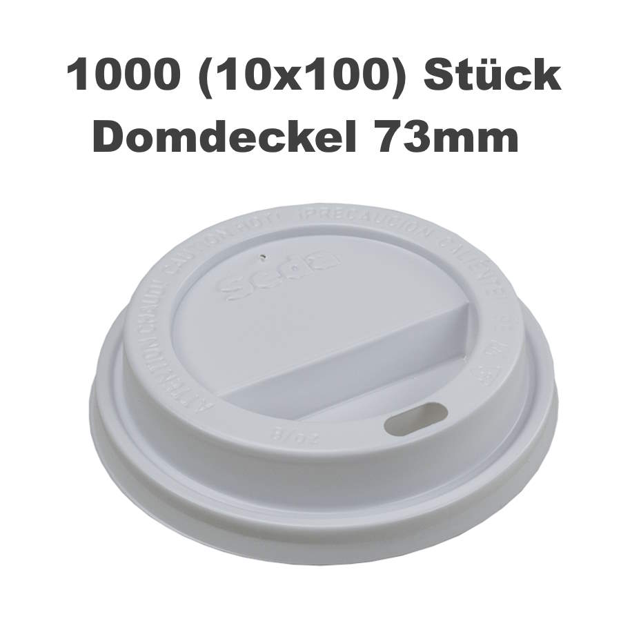 1000x Domdeckel (PS) weiß Ø73mm  - 10x100 Stück