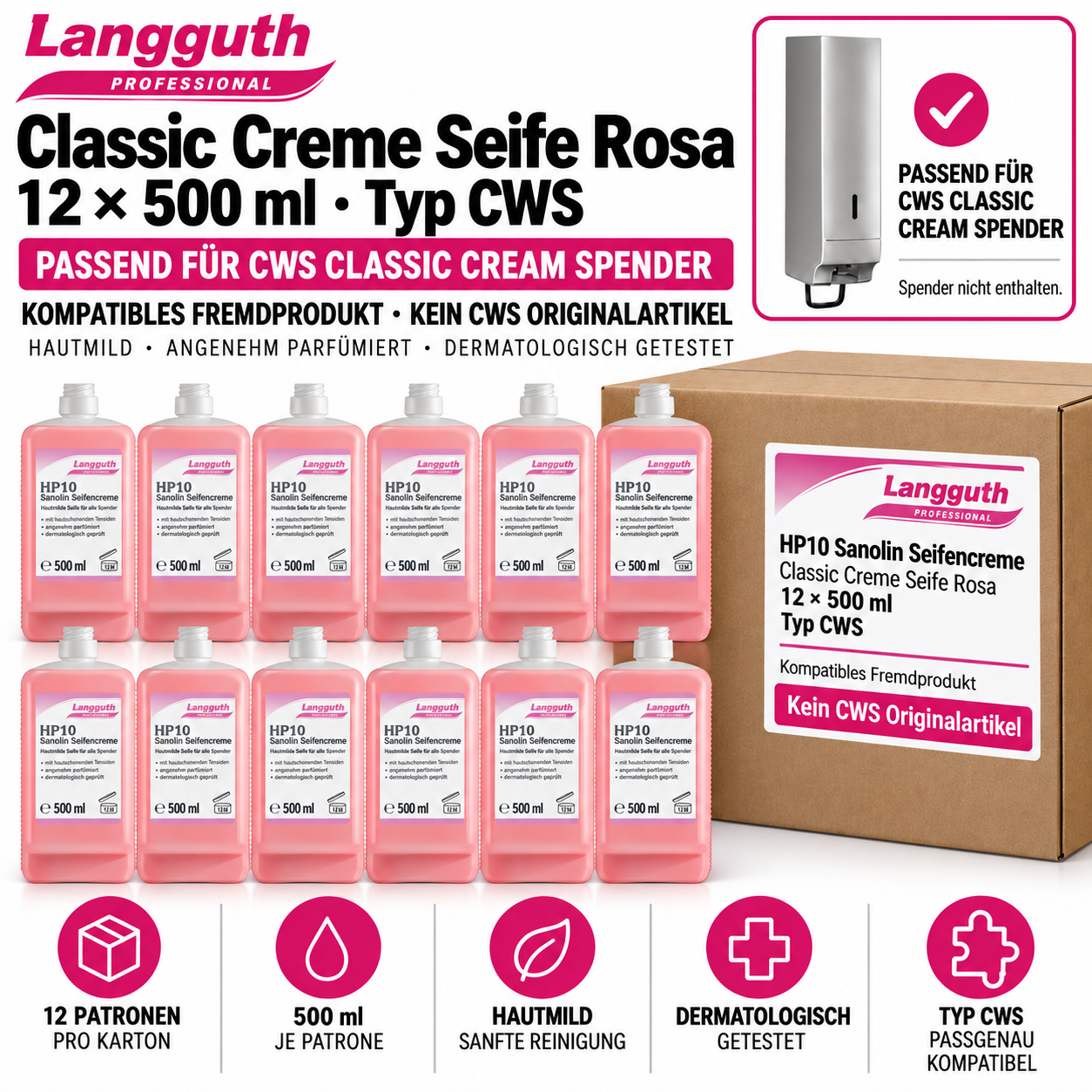 Classic Creme Seife rosa 12x 500ml Typ CWS