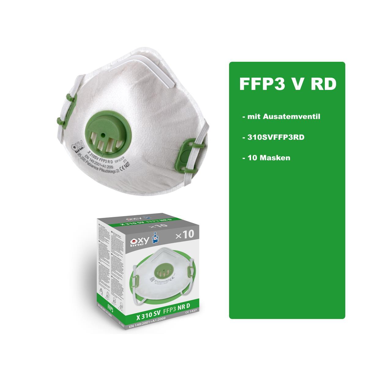 FFP3 Oxyline Atemschutzmaske X310 SV RD mit Ausatemventil -  1 Maske