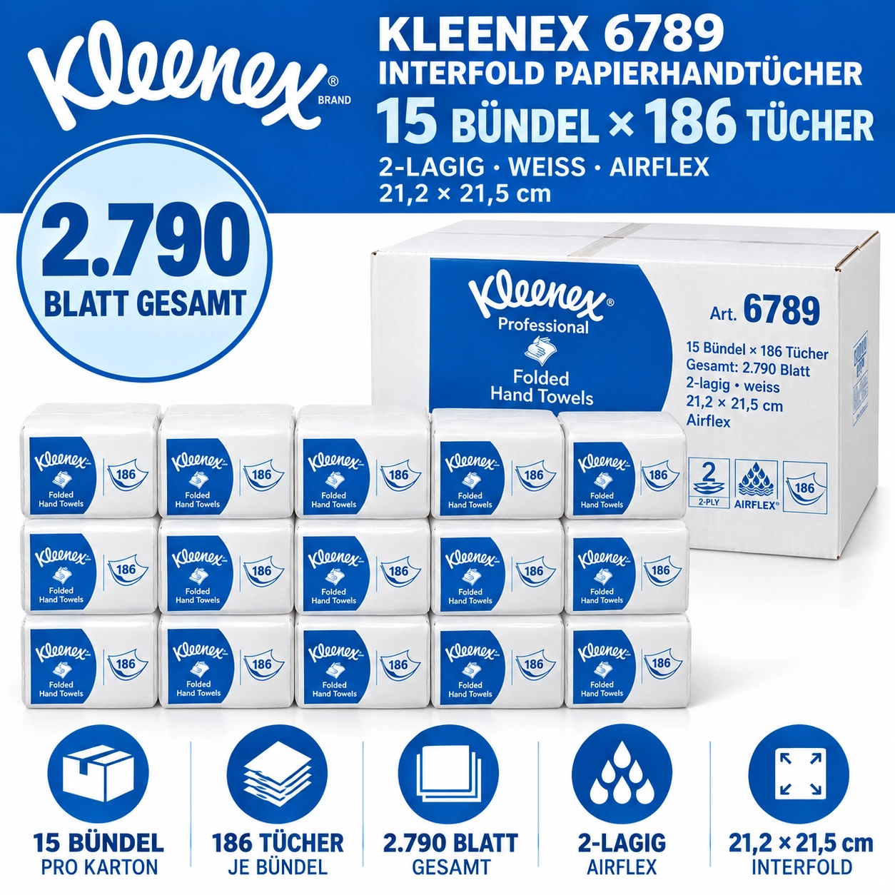KLEENEX 6789 ULTRA Handtücher, weiss - 2790 Blatt im Karton