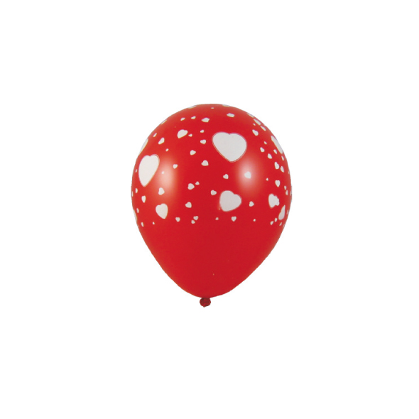 Luftballon Herzen weiß,rot 30cm L - 5 Stück