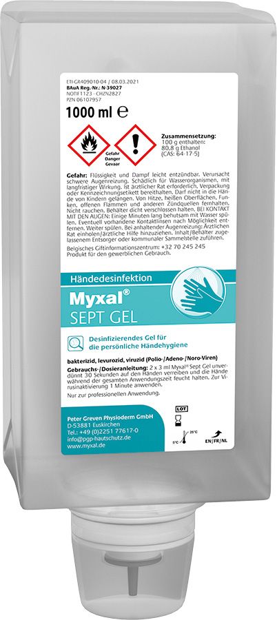 Händedesinfektionsgel MYXAL SEPT GEL, 1000 ml zu Spender VARIOMAT ECO