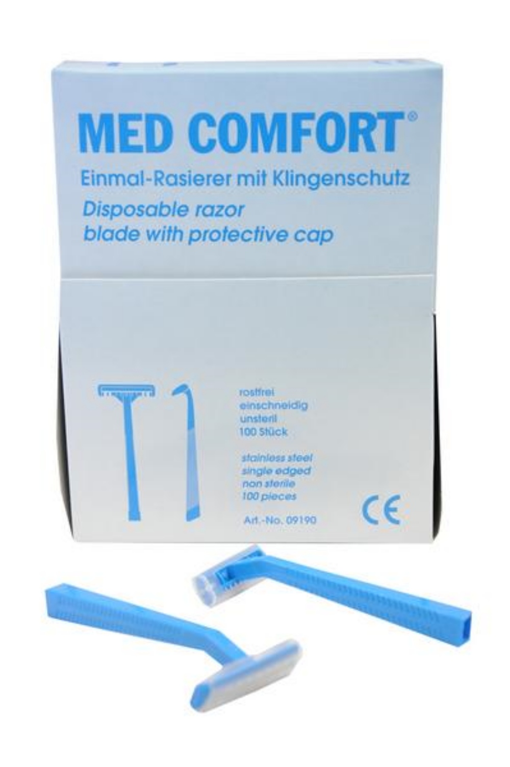 Einmal-Rasierer einschneidig mit Klingenschutz, blau 100 Stück
