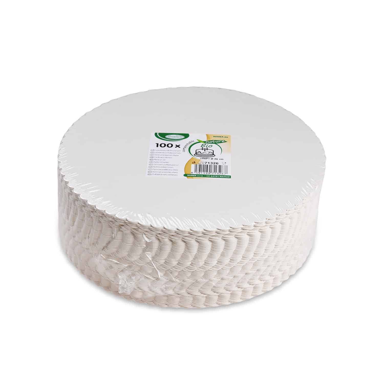 Tortenunterlage aus Pappe weiß 26cm - 100 Stück