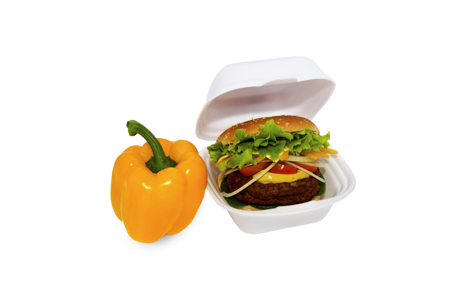 Burgerbox XPS weiss 145 x 133 x 75 mm, Packung mit 125 Stück für Take-away und Service