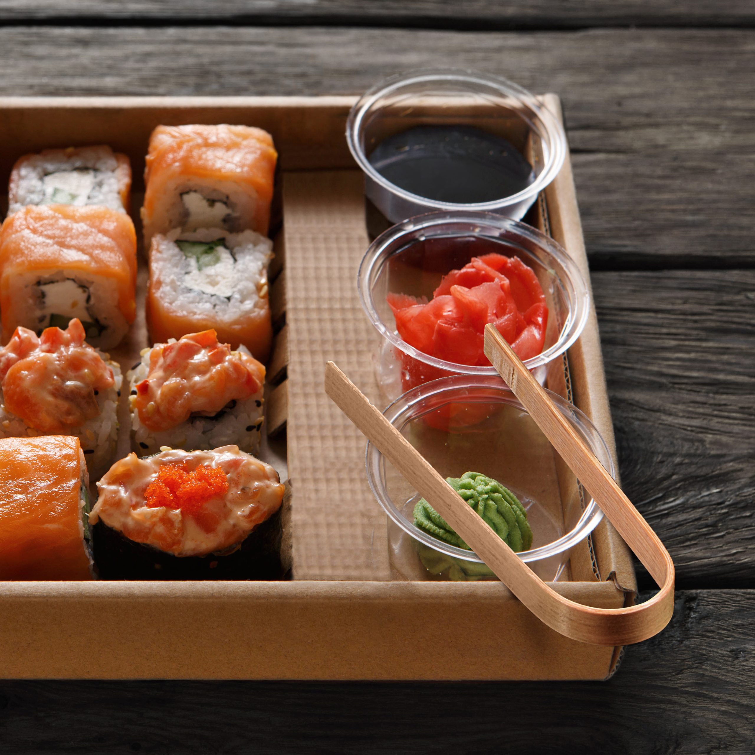 Fingerfood-Zange aus Bambus FSC 100% für Buffet und Catering, 10 cm, Packung mit 50 Stück