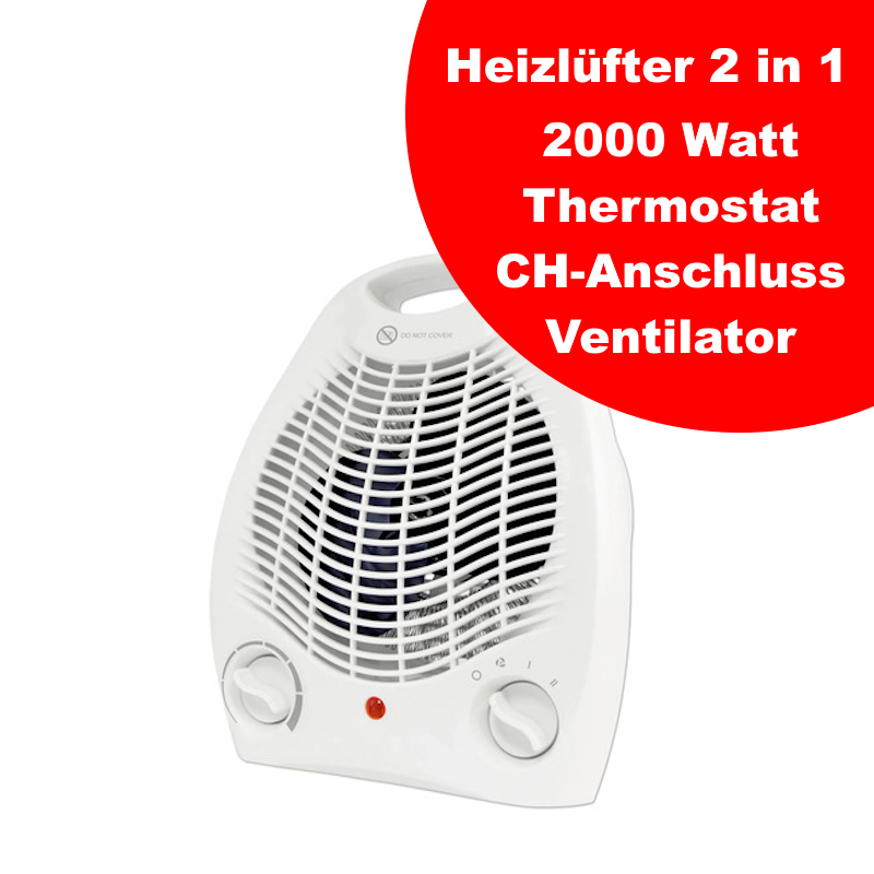 2000W Heizlüfter weiss Thermostatgesteuert