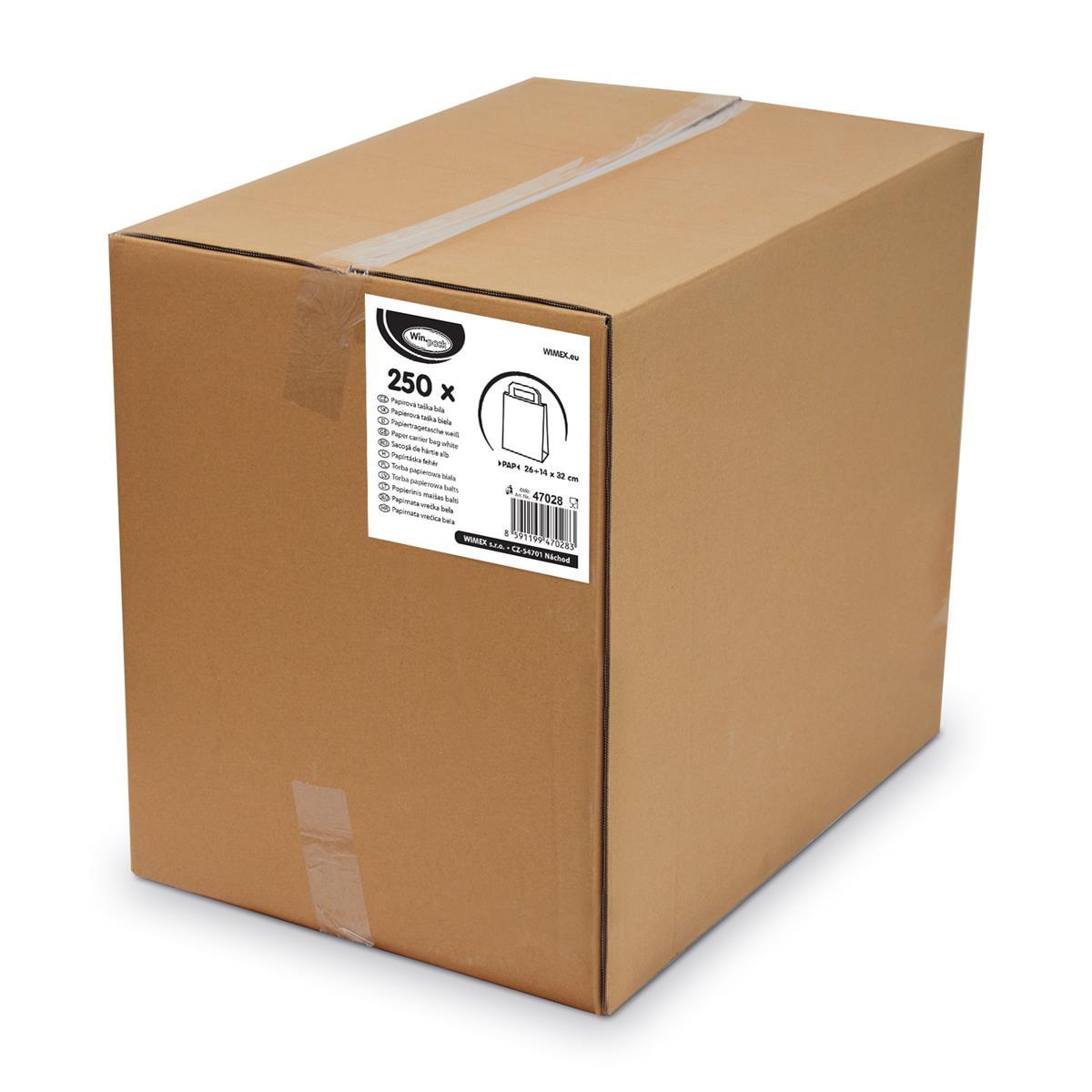 Papiertragetasche weiß 26+14 x 32 cm - 250 Stück