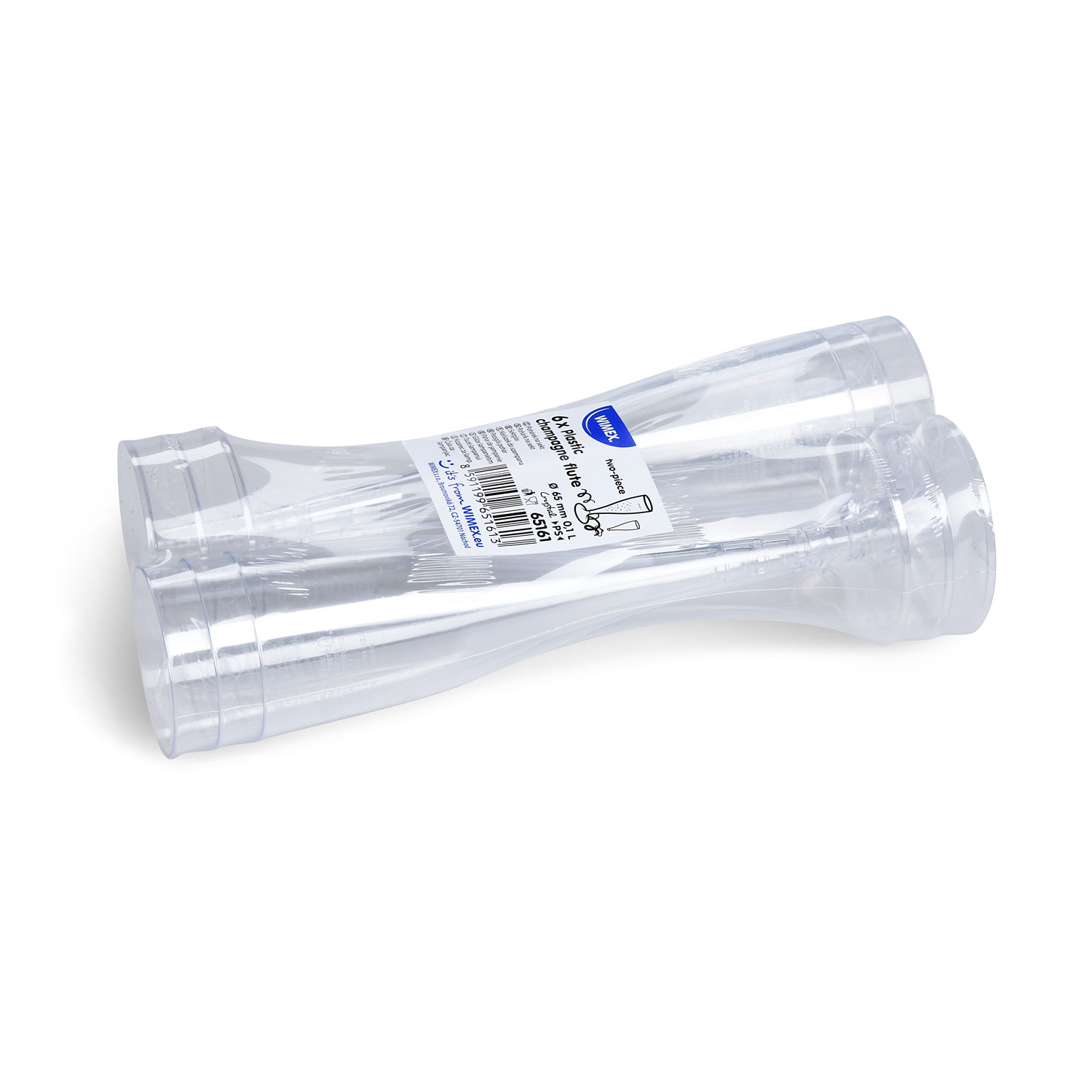 Sektglas (PS) zweiteilig 65mm 0,1L - 6 Stück