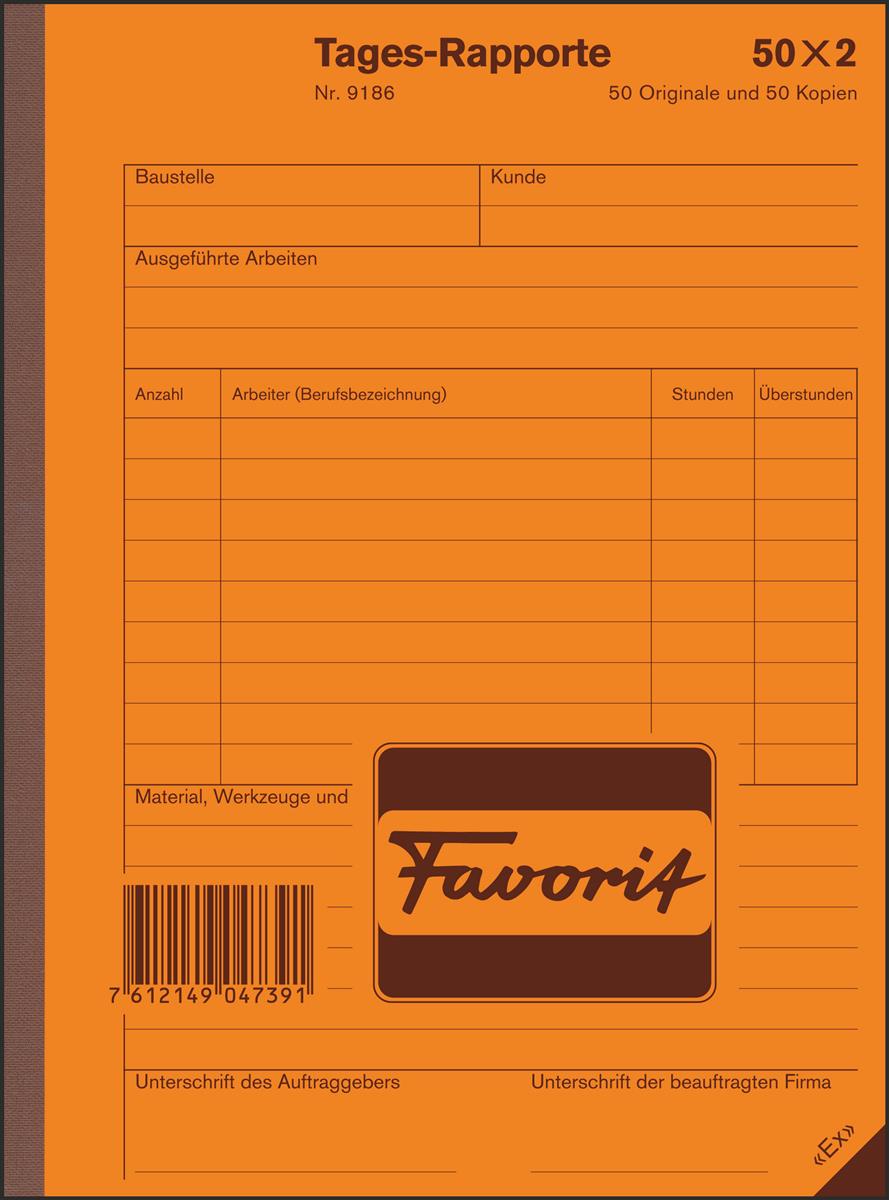 Tages-Rapport D A5 weiss/weiss 50x2 Blatt FAVORIT 9186