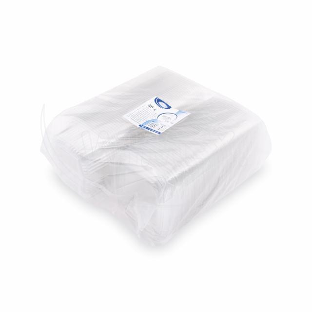 Rechteckbecher (rPET) mit Deckel klar 375ml - 50 Stück