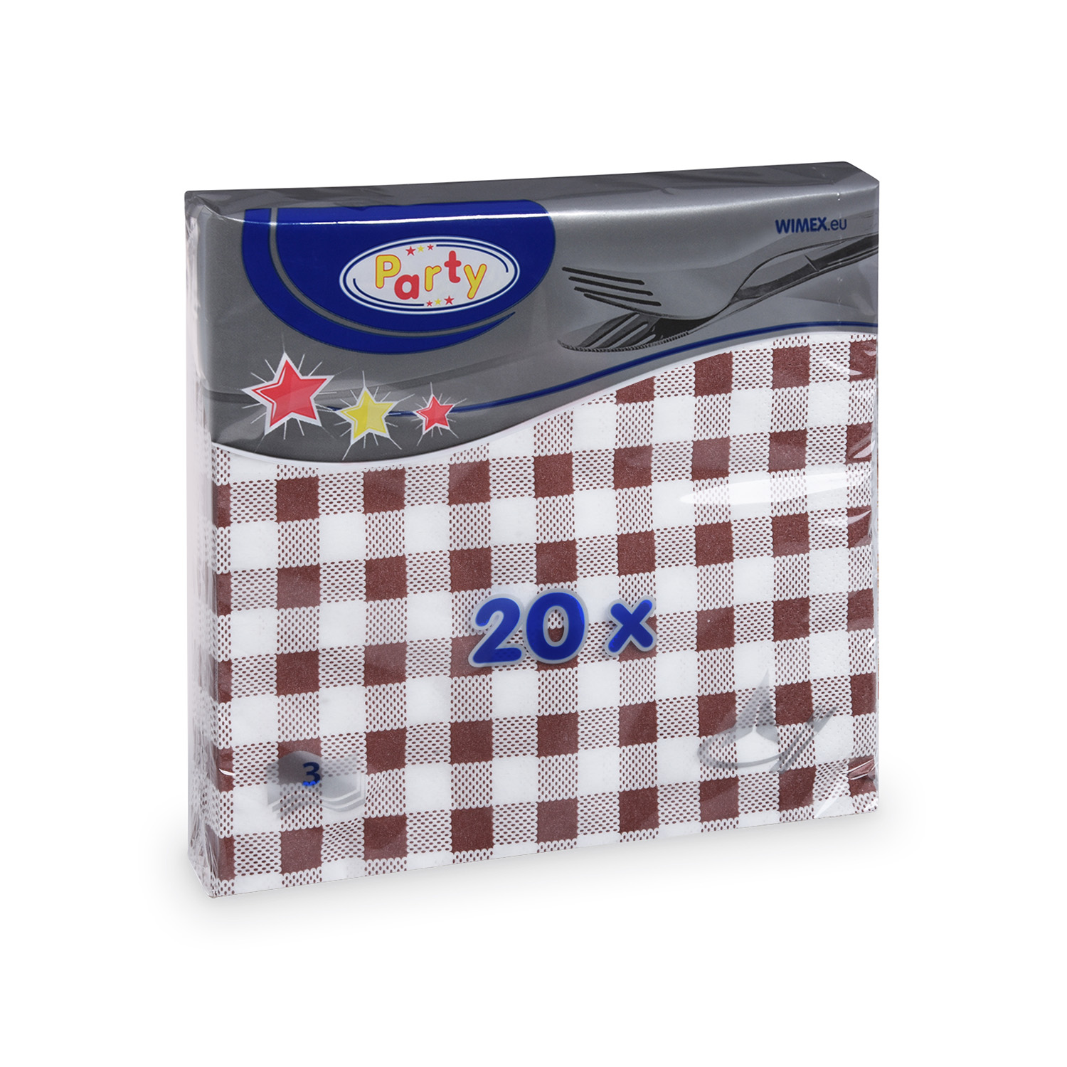 Serviette 3-lagig Karo braun 33 x 33 cm - 20 Stück