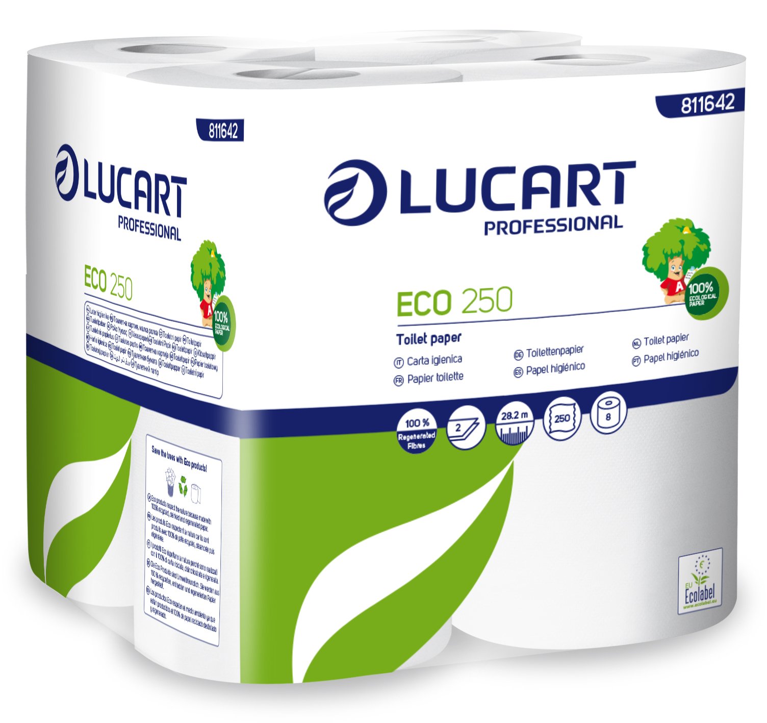 Lucart Eco Natural Toilettenpapier Kleinrollen 250 Blatt 2-lagig