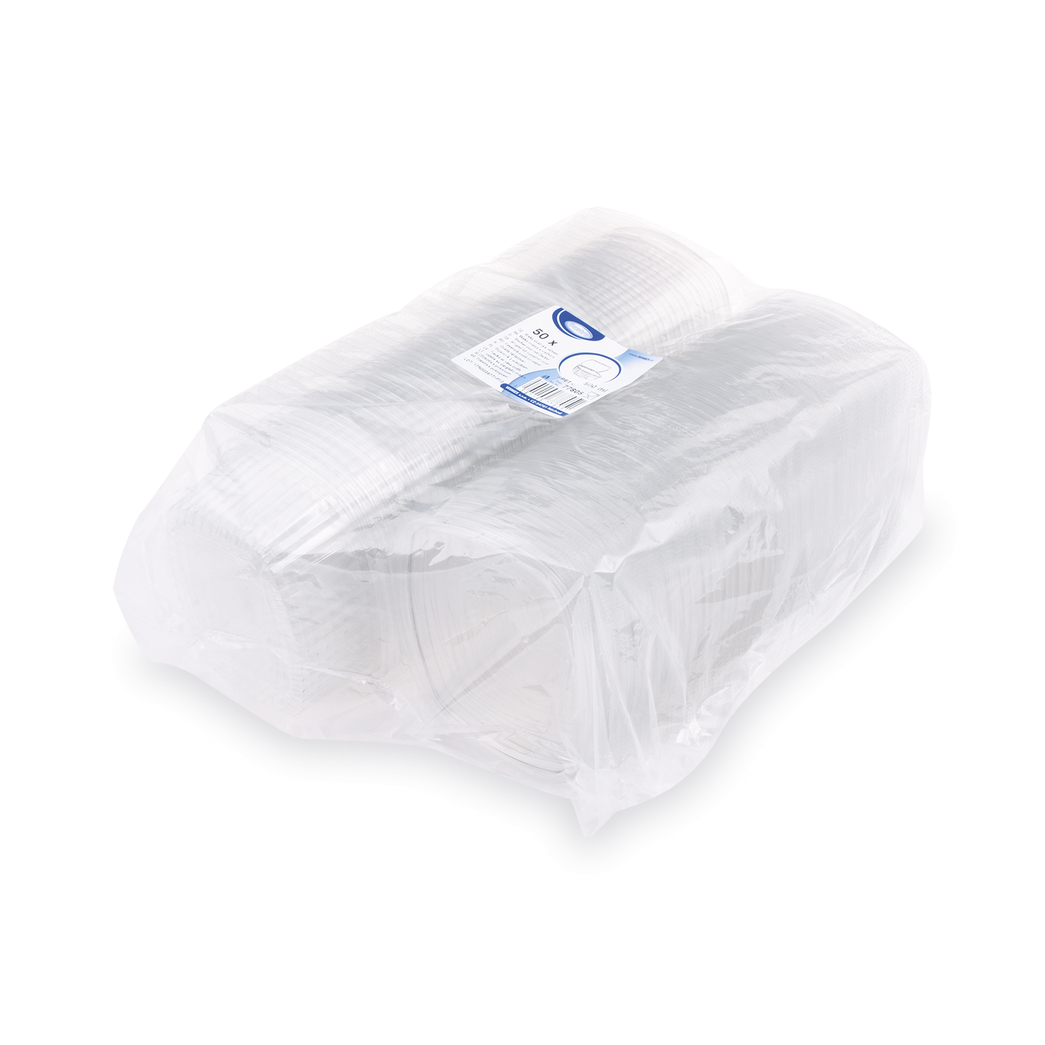 Feinkostbecher (rPET) mit Deckel oval klar 500ml - 50 Stück