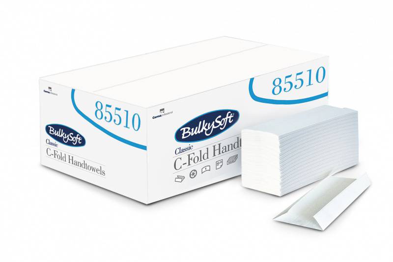 Handtücher Classic Bulkysoft 85510 weiss, C-Falz, 1-lagig, Zellstoff 23x31cm, Karton à 3060 Blatt