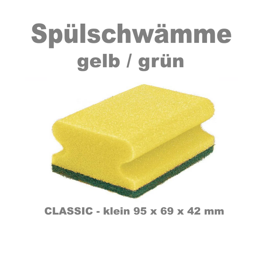 Scheuerschwamm CLASSIC, 95x70 x42 mm, gelb/grün