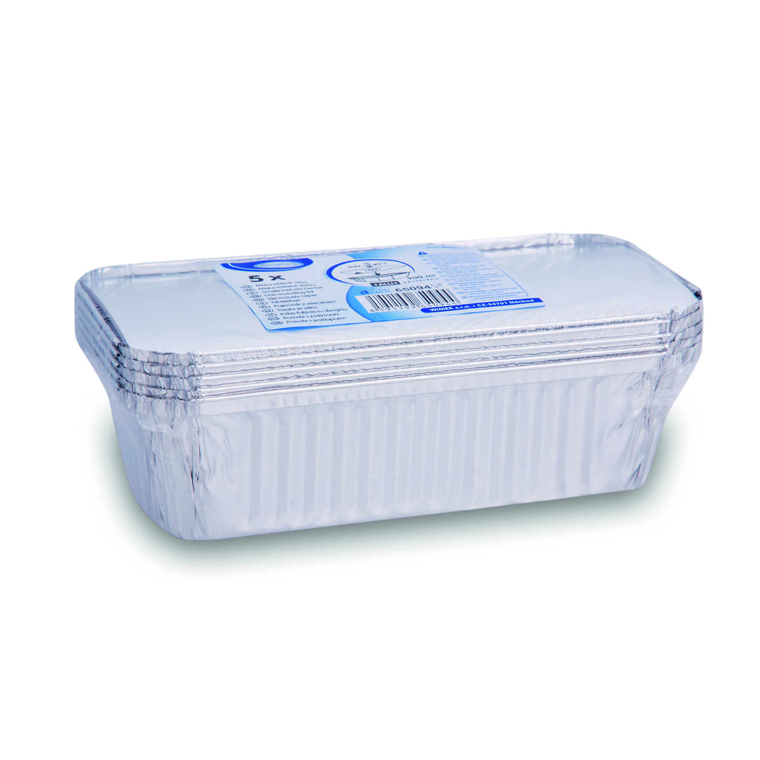 Schale (ALU) eckig 218 x 114 x 54 mm 900ml + Deckel - 5 Stück