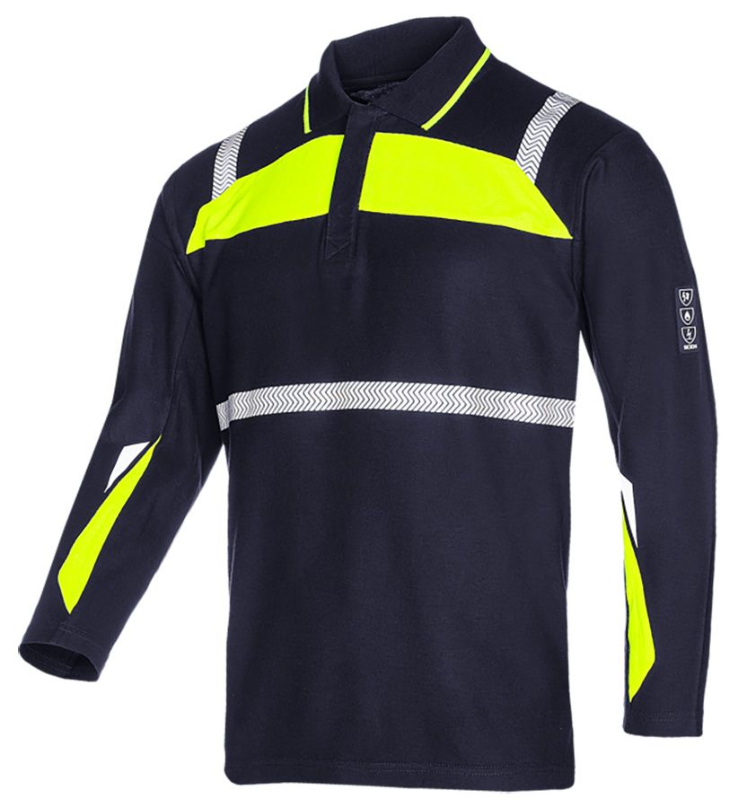 Poloshirt mit Störlichtbogenschutz SIOEN TELFS, dunkelblau/leuchtgelb