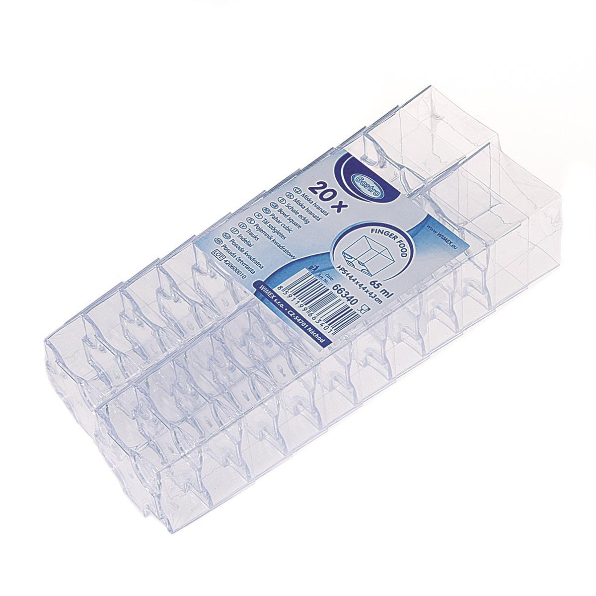 Fingerfood-Becher (PS) eckig glasklar 44 x 44 x 43 mm 65ml - 20 Stück