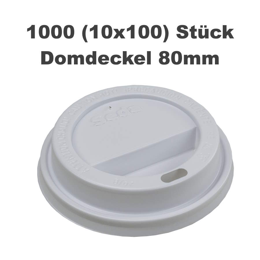 1000 Domdeckel (PS) weiss 80mm - Karton 10x100