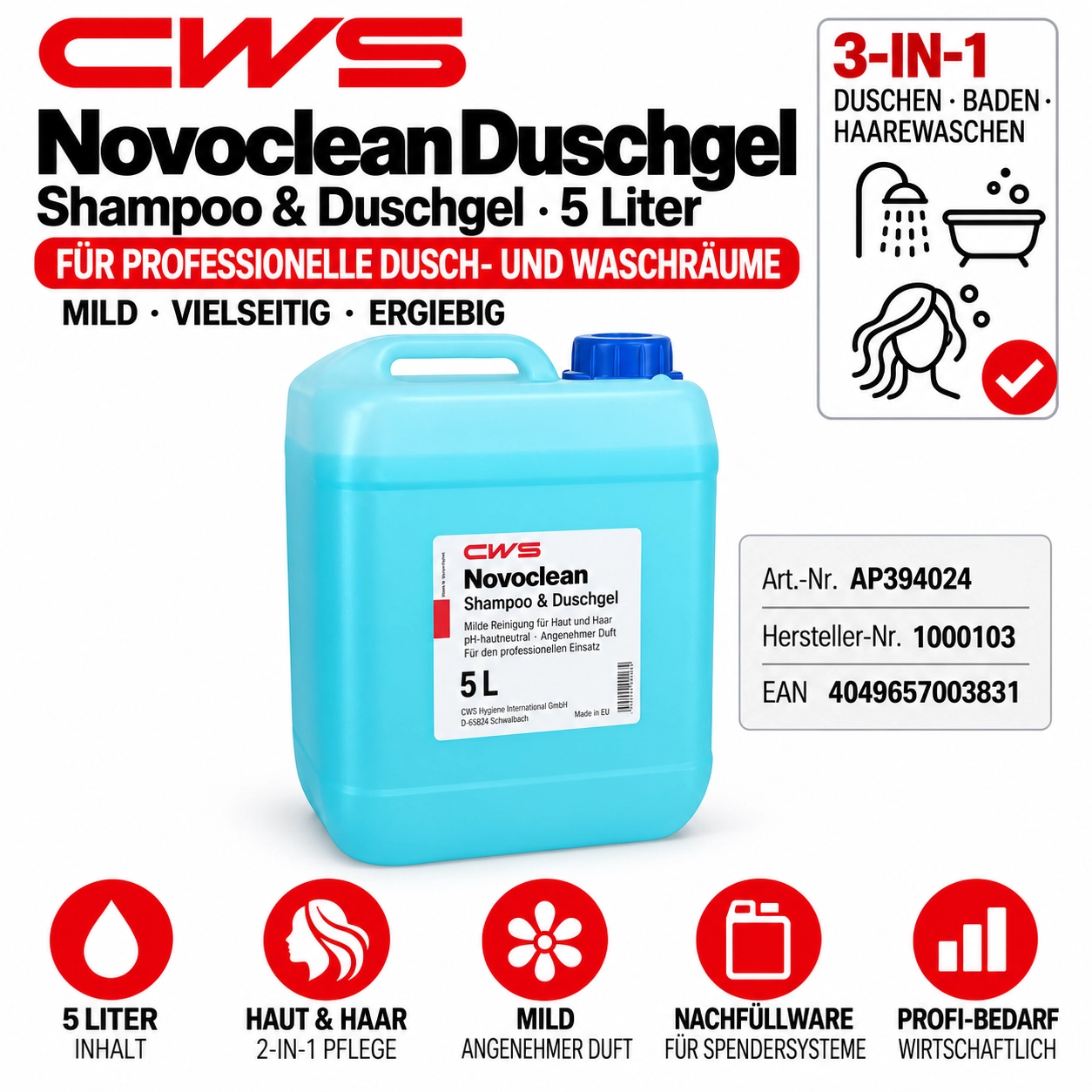CWS Novoclean Duschgel 5 l Kanister
