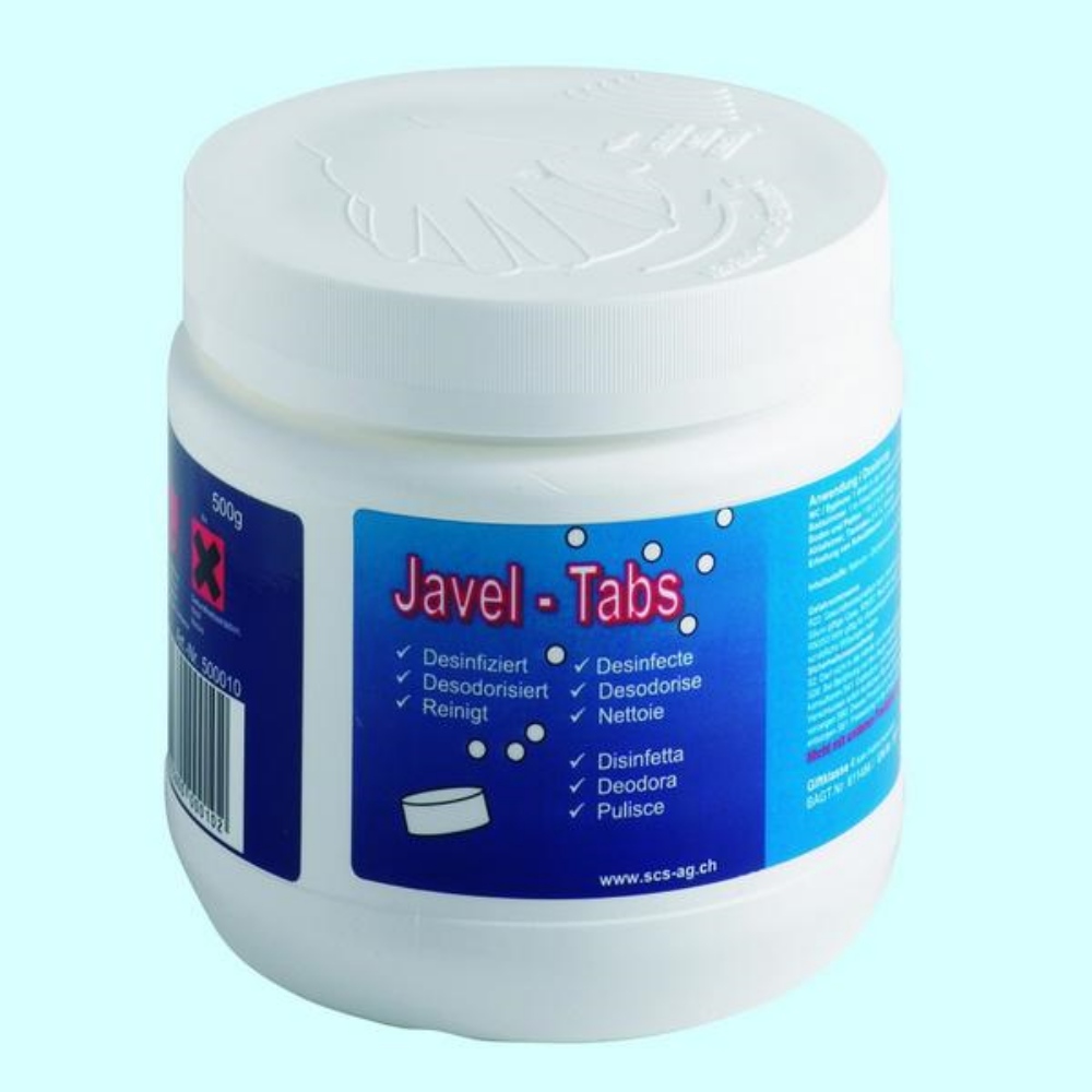 Javel Tabs Reinigungstabs weiss, fest, pH: 6, chlorhaltig, 500 g, ca. 145 Tabs, gebrauchsfertig