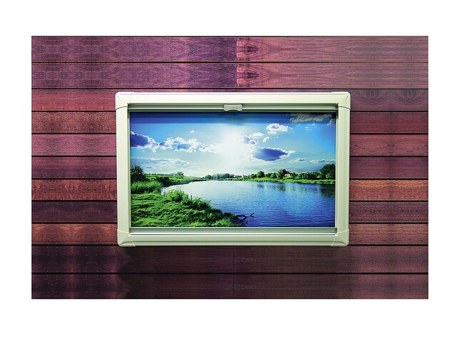 Kombi-Verdunkelung REMIbase II 700 x 350 mm, Farbe Kassette cremeweiß, Plissee hellbeige/ weiß, Insektenplissee schwarz