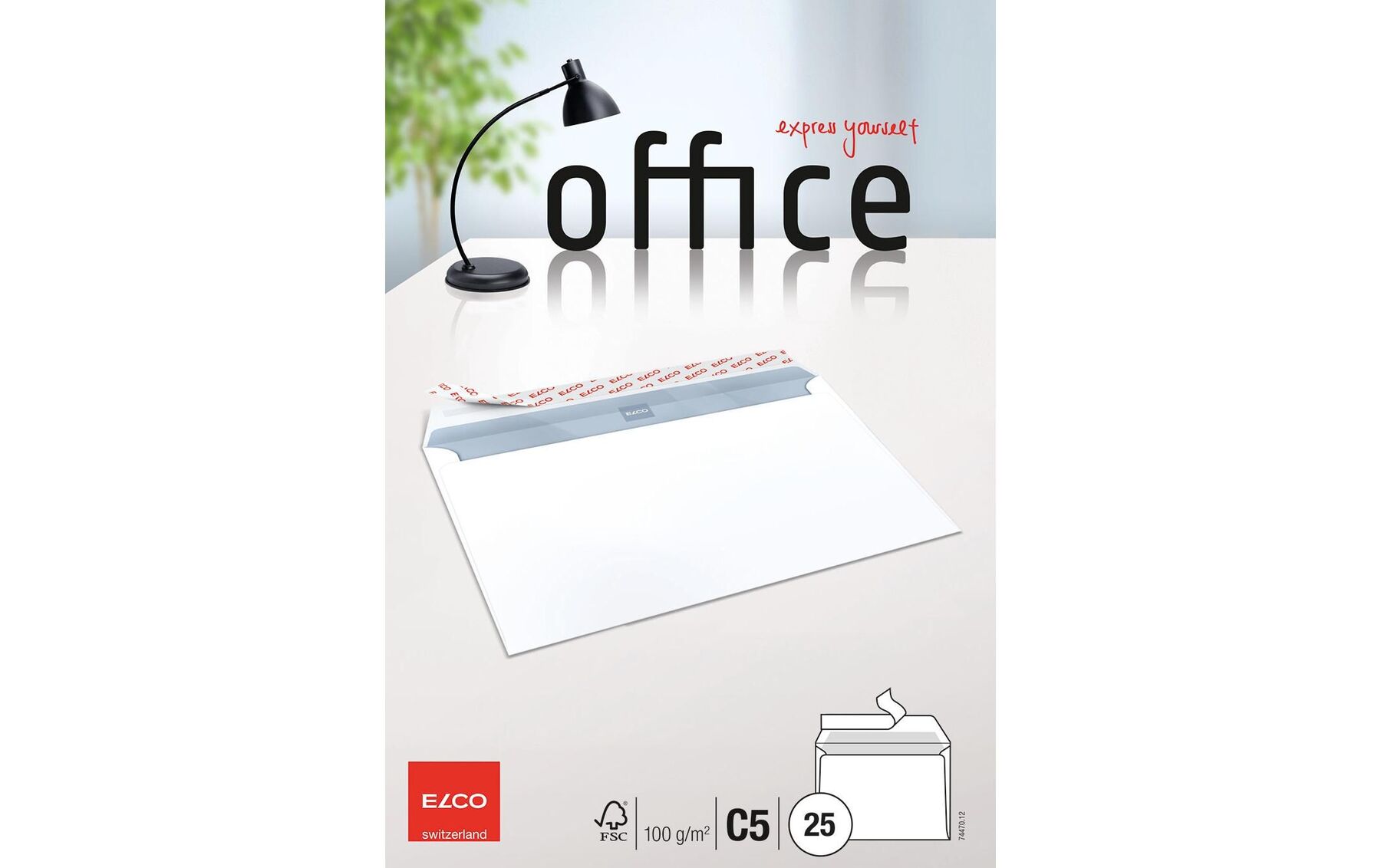Couvert ohne Fenster C5 100g,hochweiss,Kleber 25  Stück ELCO 74470.12