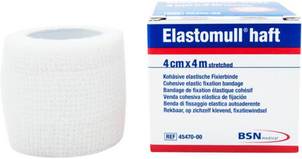 Elastomull Haft Gazebinde 4 cm x 4 m weiss – kohäsiv