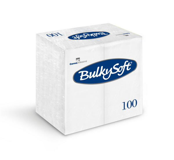 Servietten Dinner Bulkysoft 3-lagig, weiss 40x40cm, 1/8 Falz Kopffalz-1000 Stück