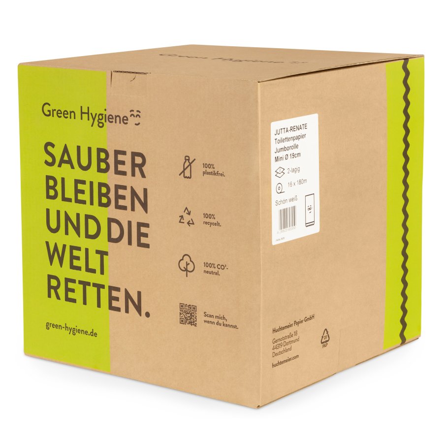 Green Hygiene® JUTTA RENATE Mini Jumborollen-Toilettenpapier, 2-lagig 180m