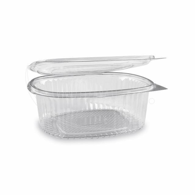 Feinkostbecher (rPET) mit Deckel oval klar 1000ml - 50 Stück