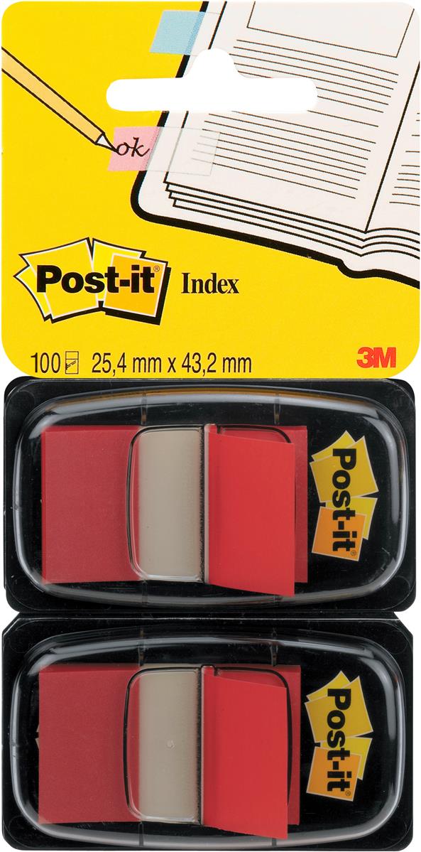 Index 2er Set 25,4x43,2mm rot 2x50 Stück POST-IT 680-R2