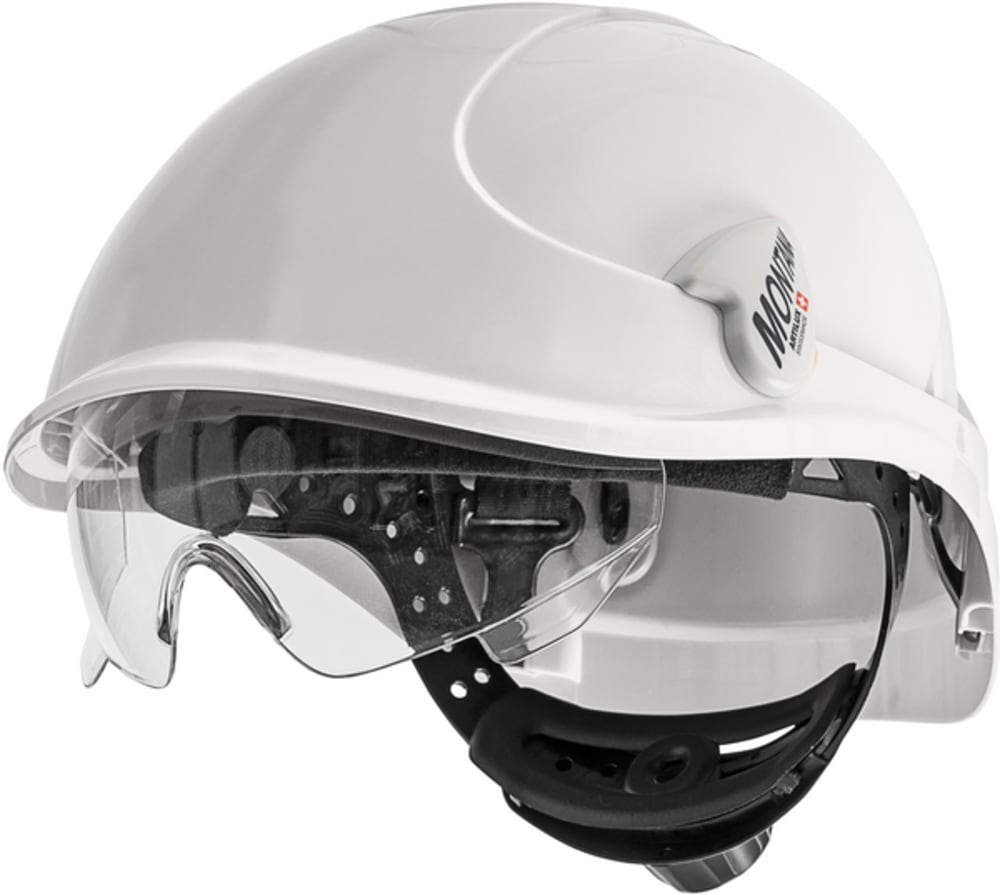 Artilux Montana II Roto KS Schutzhelm mit Drehverschluss, Schutzbrille und Kinnbänderung - weiss