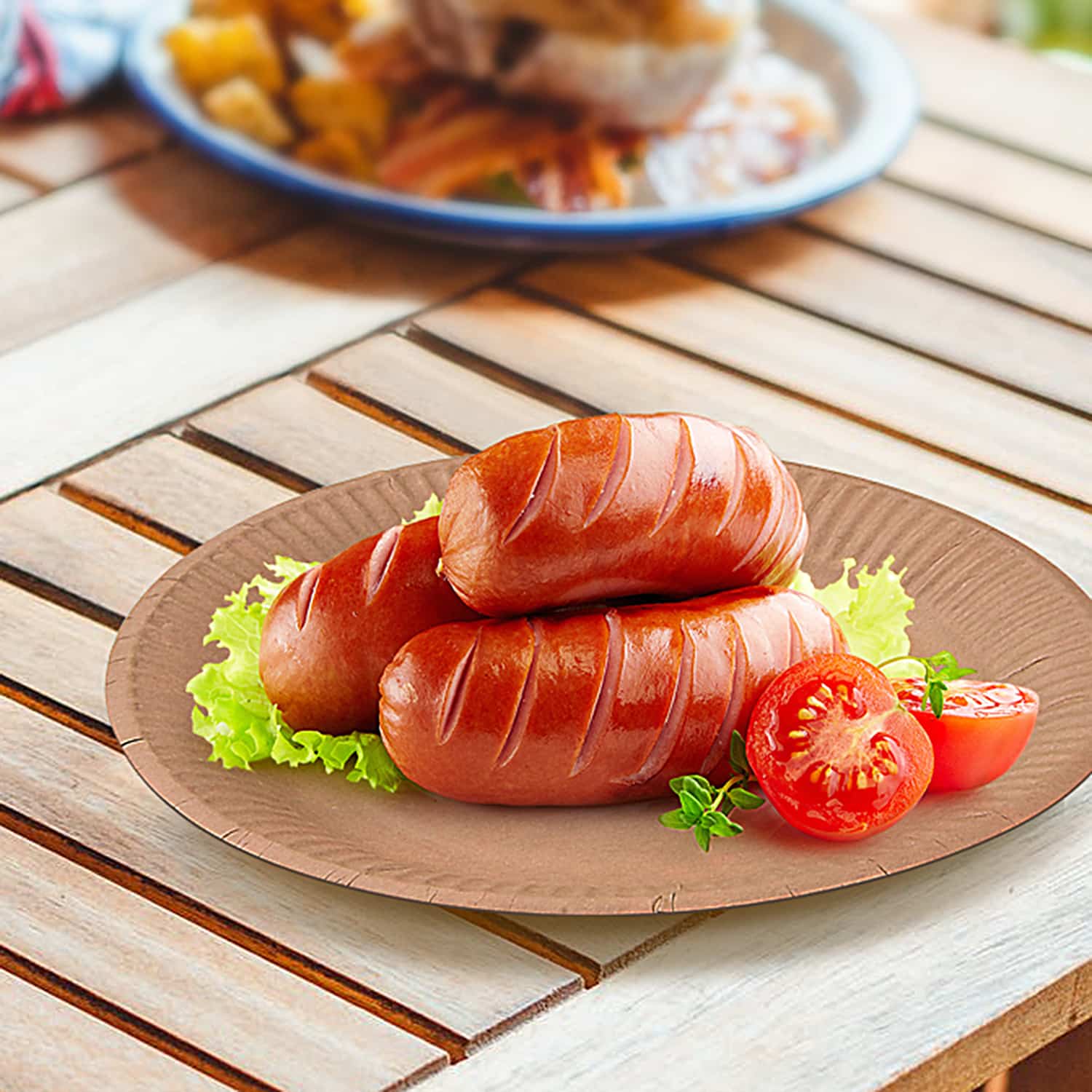 Pappteller Pap FSC Mix Ø 18 cm kraft fettdicht für Buffet und Take-away, Packung mit 100 Stück