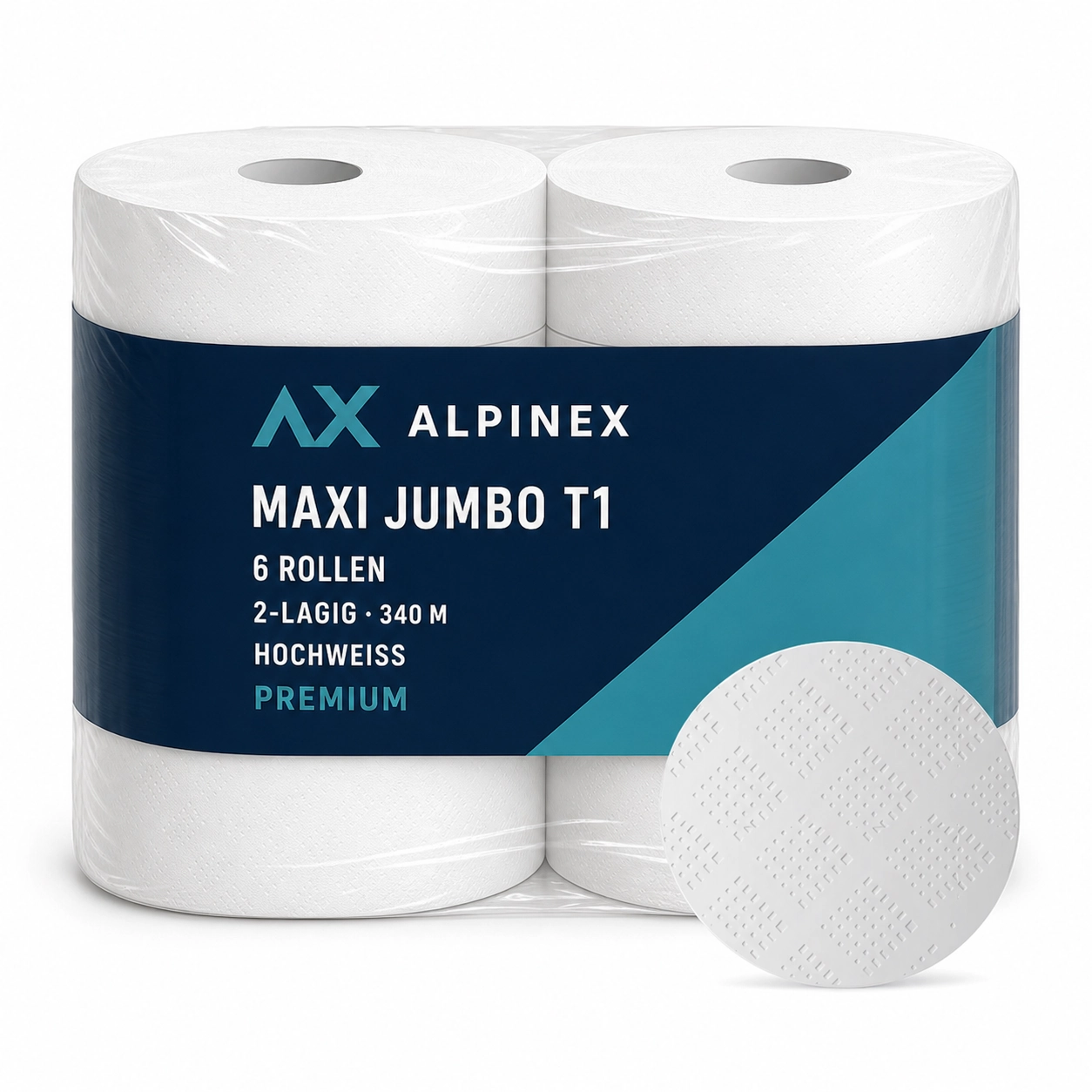 340 m Maxi Jumbo Toilettenpapier Zellstoff 2-lagig Hochweiss