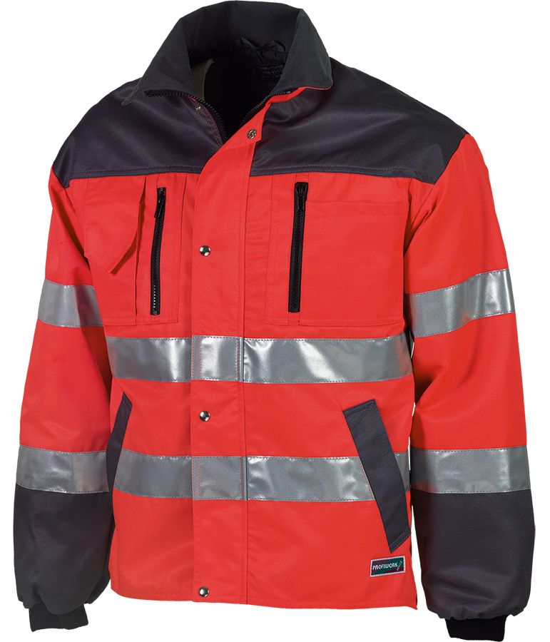 Warnschutz-Jacke PROFIWORK REFLEX, leuchtrot/grau - Grösse L