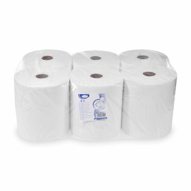 Handtuchrolle PAP FSC Mix 2-lagig weiss für Sanitärbereich und Alltag, Packung mit 6 Rollen