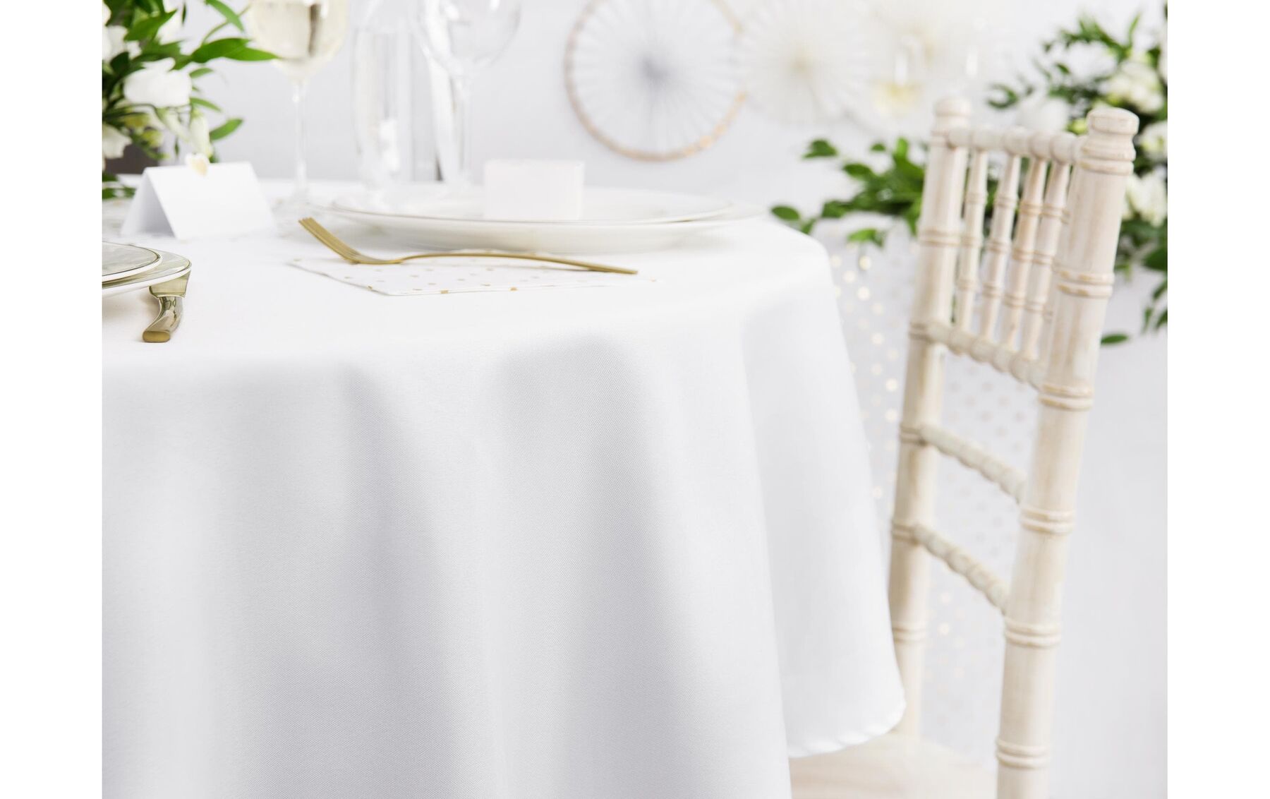 Partydeco Tischdecke Rund, Ø 280 cm, Weiss