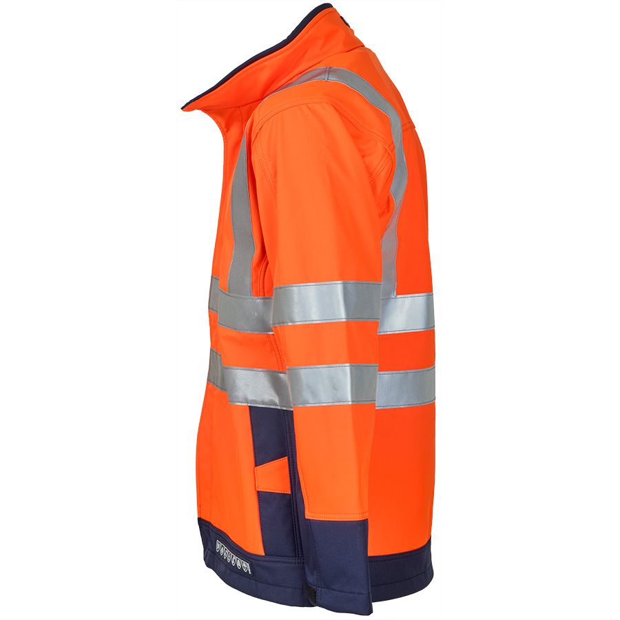 Warnschutz-Softshelljacke mit Störlichtbogenschutz SIOEN PLAYFORD, leuchtorange/dunkelblau