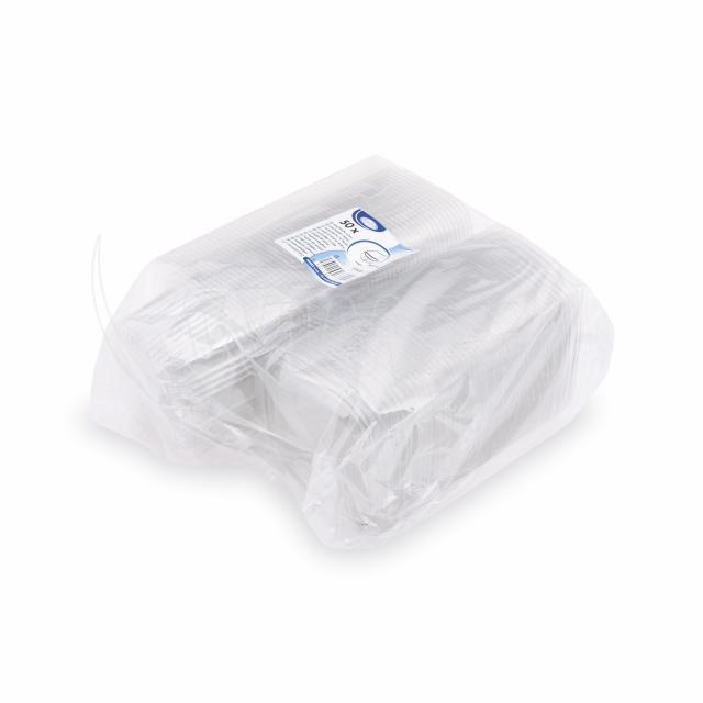 Rechteckbecher (rPET) mit Deckel klar 500ml - 50 Stück