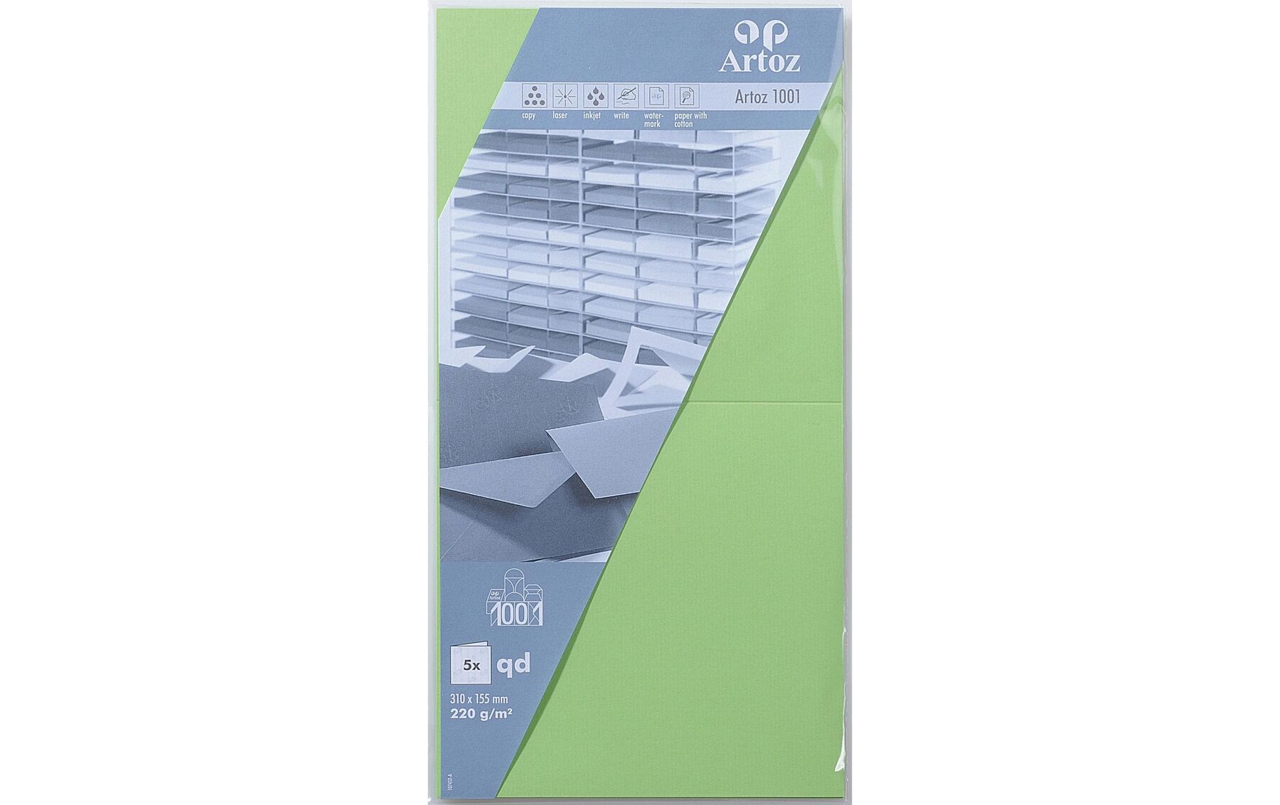 Karten 1001 310x155mm 220g, birkengrün 5 Blatt ARTOZ 107452263
