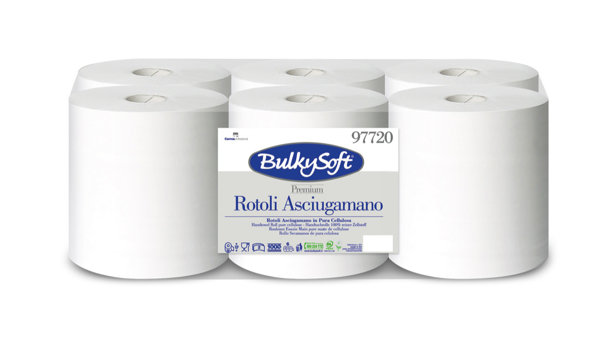 Handtuchrolle Bulkysoft 97720 Premium, weiss, 2-lagig 20cm x 150lfm - Pack à 6 Rollen