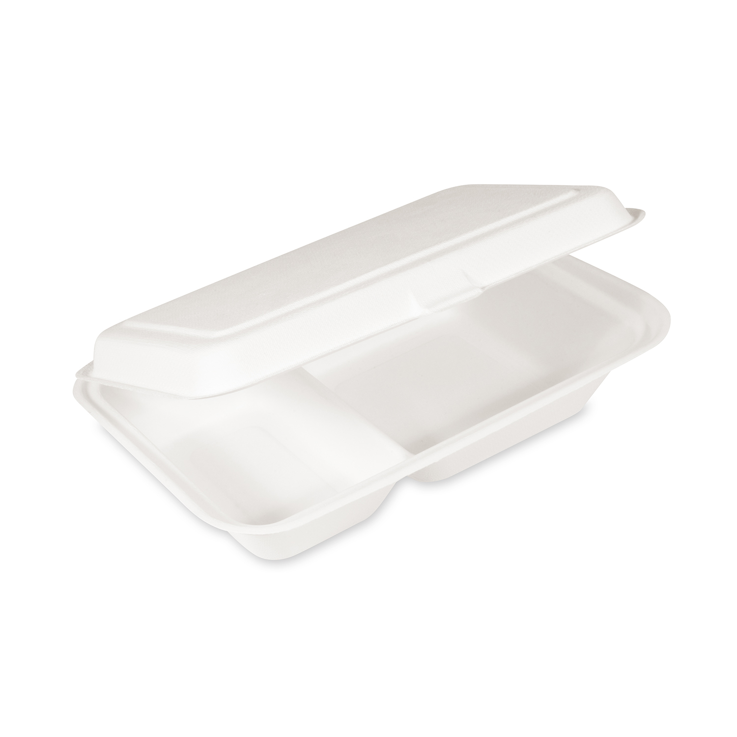 Lunch-Box Zuckerrohr-Bagasse 2-geteilt 250 x 162 x 63 mm - 50 Stück