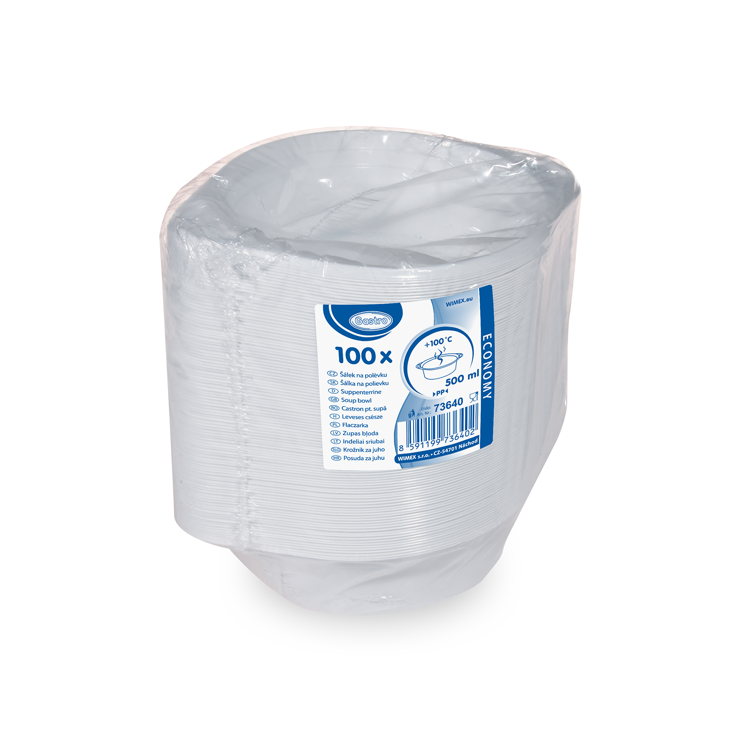 Schale (PP) ECONOMY mit Ohren weiß 500ml - 100 Stück